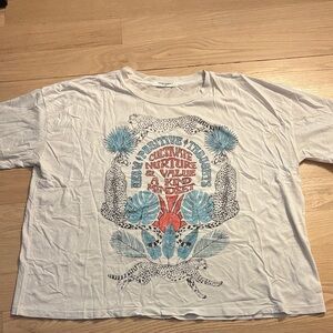 Project Social T White Graphic Short Sleeve Tee with Blue & Red Print